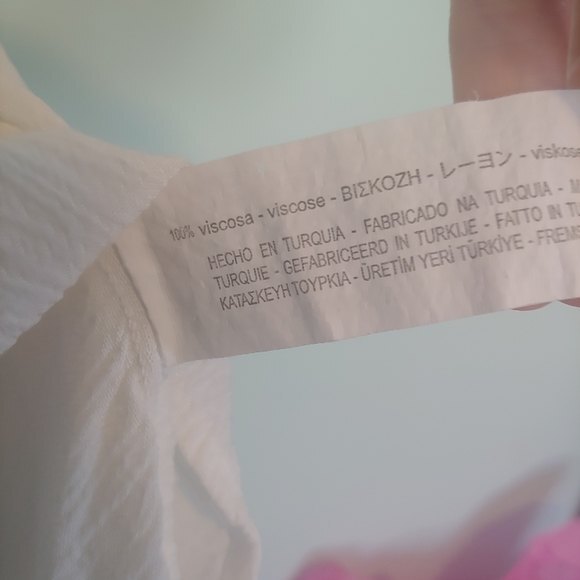 Zara White 100% Viscose Lace Up Blouse Size Small - Picture 6 of 6